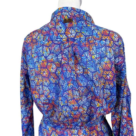 VILEBREQUIN Geometric Cotton Shirtdress Womens L Multi Turtle Shell Print Resort - Picture 11 of 16